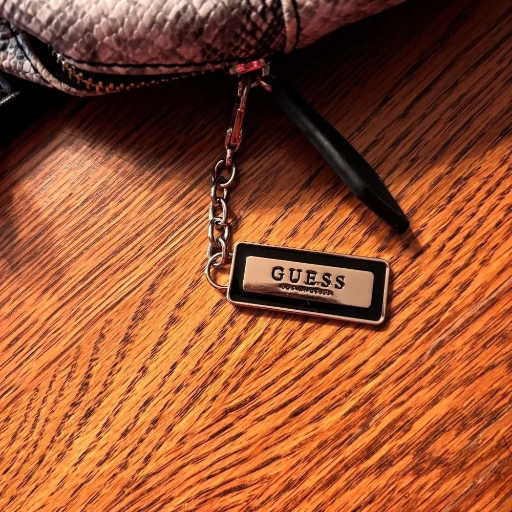 Guess Backpack Purse‎ Grey Snakeskin design Small Chain straps - Picture 3 of 10